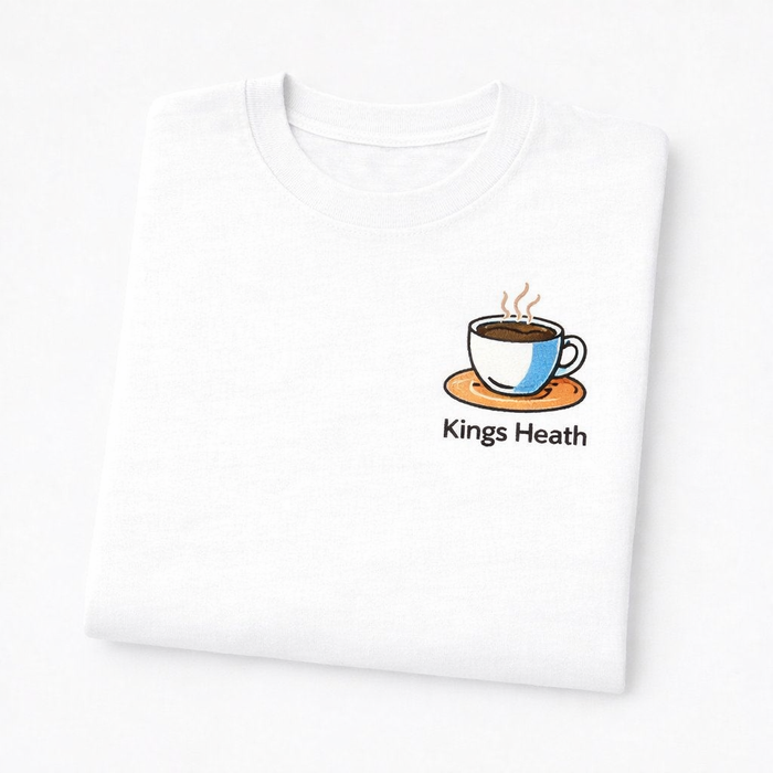 Kings Heath - T-Shirt - Bold Indie Design - Coffee Cup