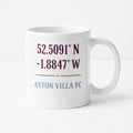 Aston Villa FC White Ceramic Mug Gift - Minimalist Football Supporter Cup with Coordinates Design