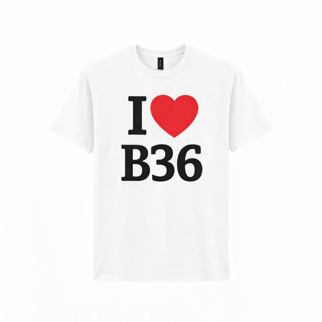B36 - T-Shirt - I Heart B36 Design - Castle Bromwich | Smith's Wood | Bromford | Hodge Hill | Washwood Heath