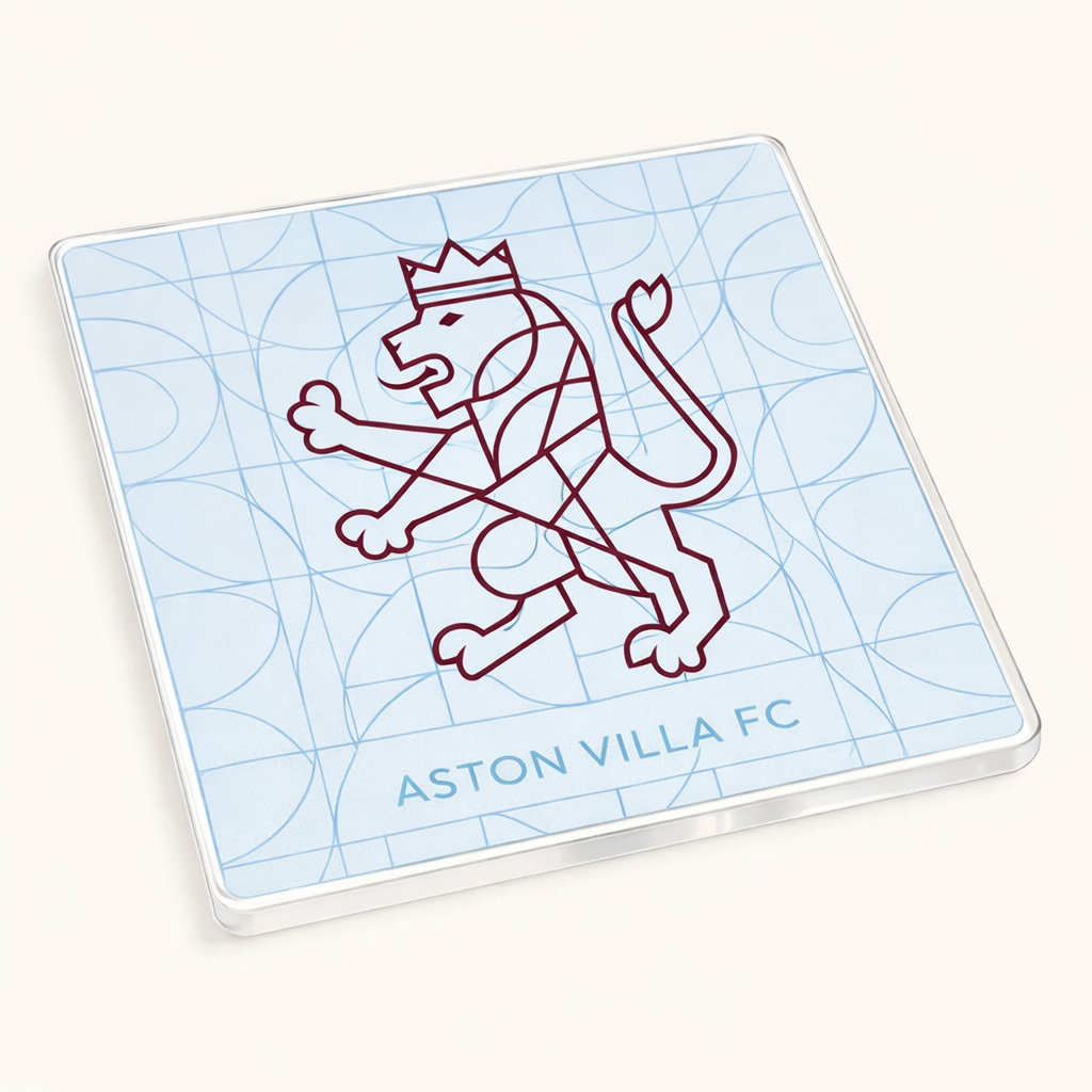 Aston Villa Acrylic Coaster Gift - Minimalist Geometric Lions Echo Design for Football Enthusiasts