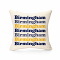 Modern Linen-Effect Cushion Cover Gift - 40cm Square Birmingham Design in Navy, Mustard, Grey