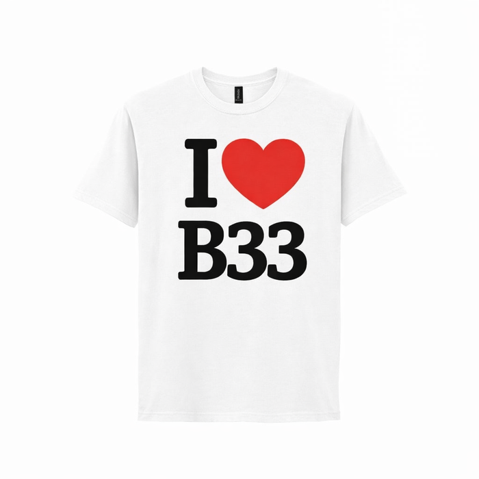 B33 - T-Shirt - I Heart B33 Design - Kitts Green | Stechford | Lea Hall | Garretts Green | Lyndon Green