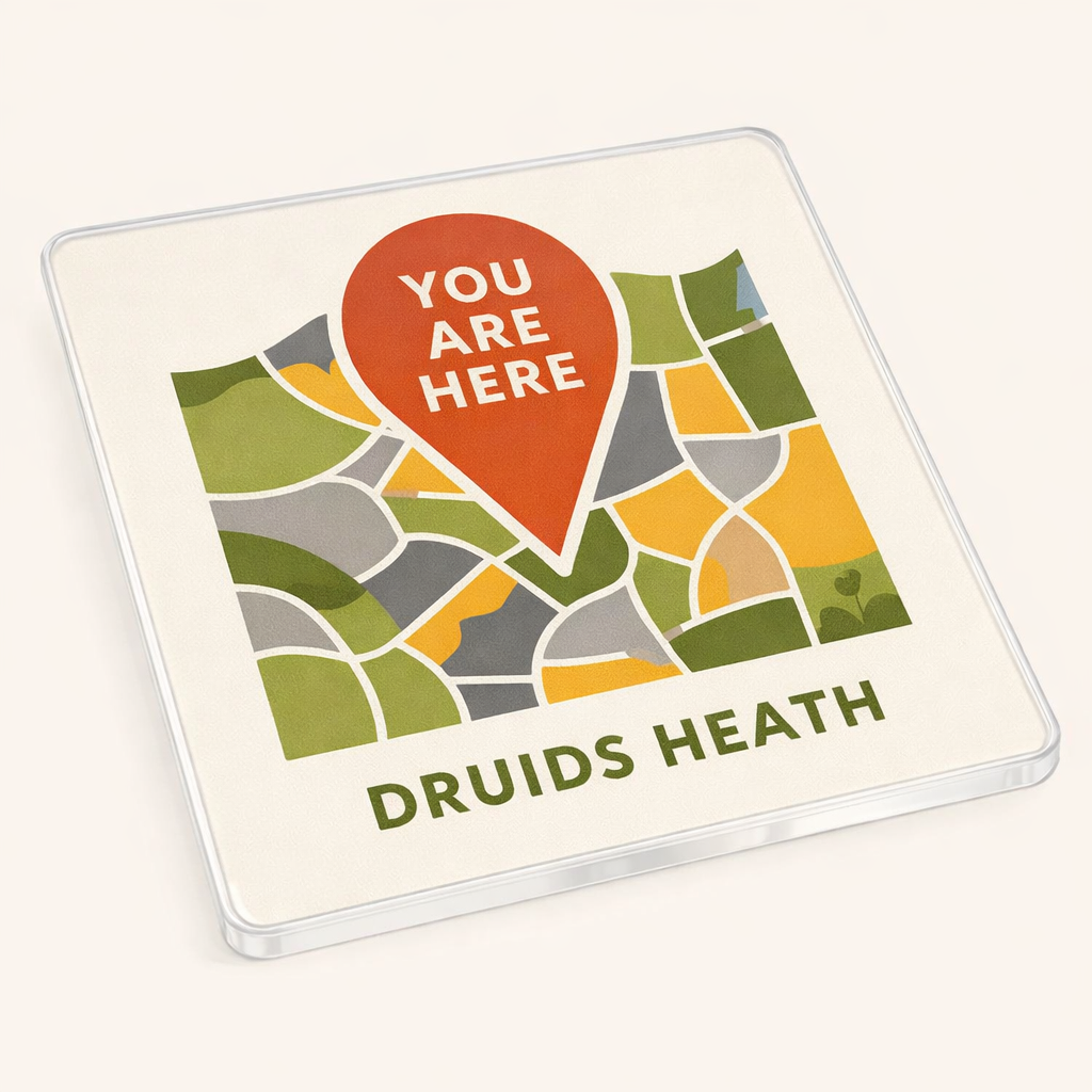 Druids Heath - Coaster - Mid-Century Retro - Location Pin