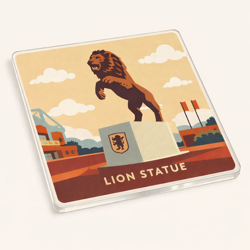 Aston Villa Acrylic Coaster Gift - Vintage Lion Illustration for Football Fans - Unique Drinks Mat
