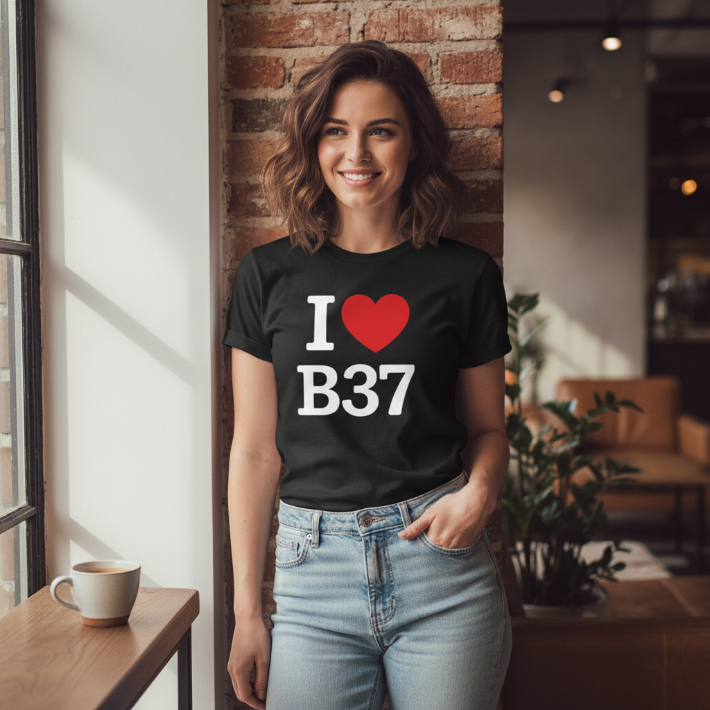 B37 - T-Shirt - I Heart B37 Design - Chelmsley Wood | Marston Green | Kingshurst | Fordbridge