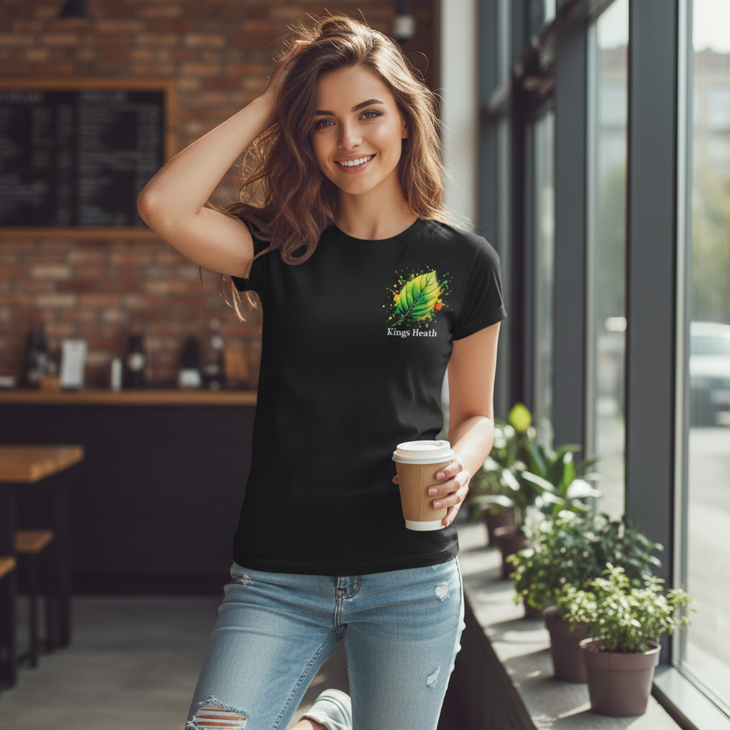Kings Heath - T-Shirt - Colour Splash Design - Leaf
