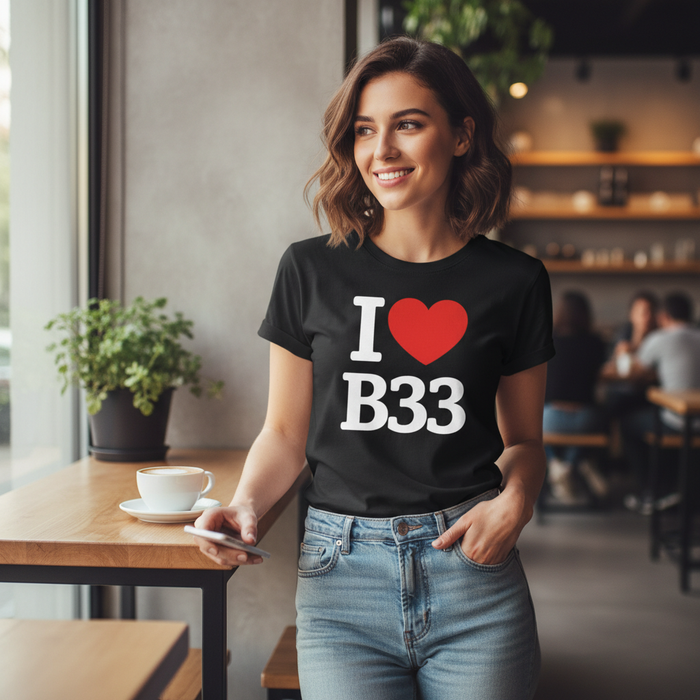 B33 - T-Shirt - I Heart B33 Design - Kitts Green | Stechford | Lea Hall | Garretts Green | Lyndon Green