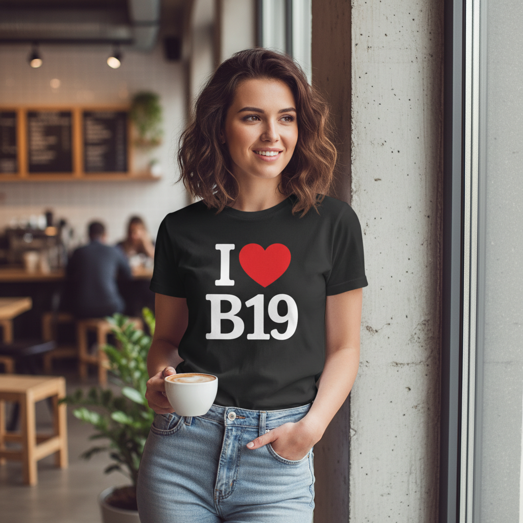 B19 - T-Shirt - I Heart B19 Design - Lozells and East Handsworth | Lozells | Newtown | Birchfield | Gib Hill | Hockley