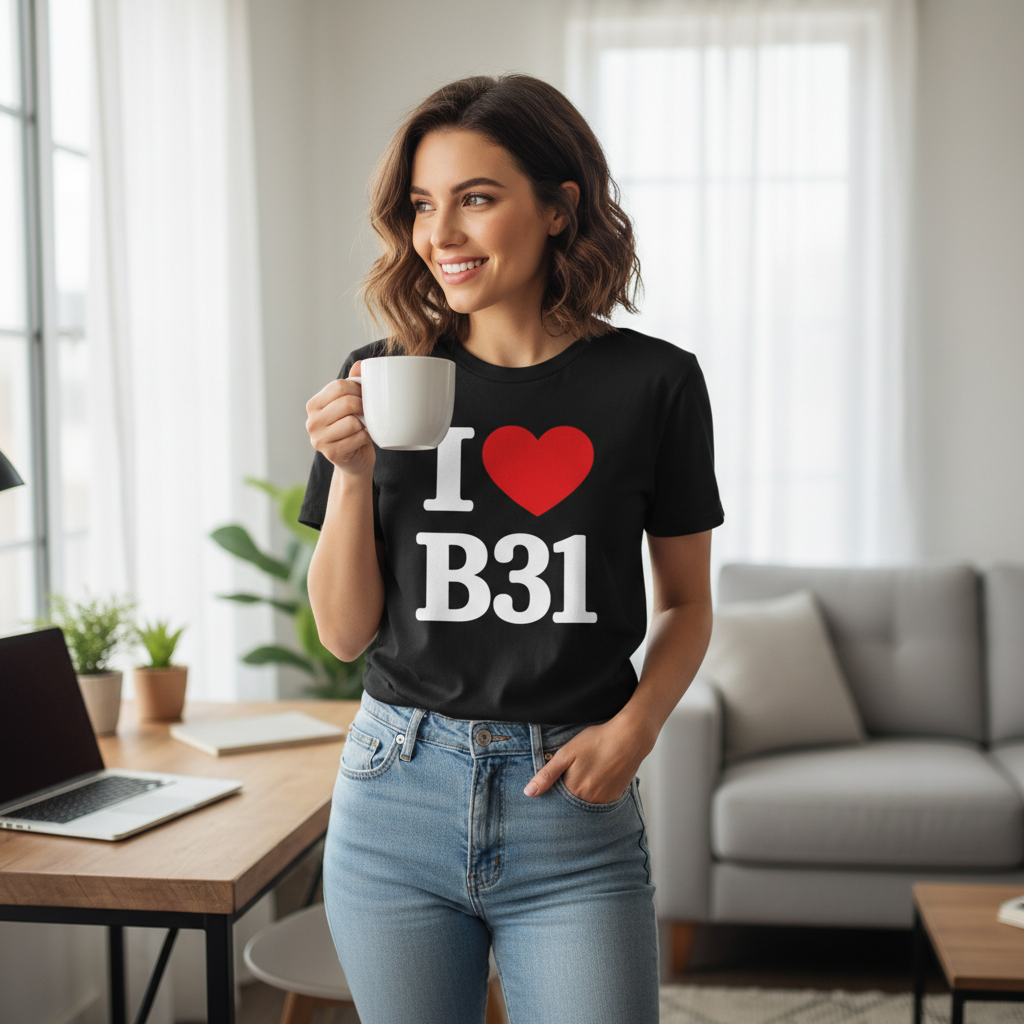 B31 - T-Shirt - I Heart B31 Design - Northfield | Longbridge | West Heath | Shenley Green | Frankley | Bartley Green
