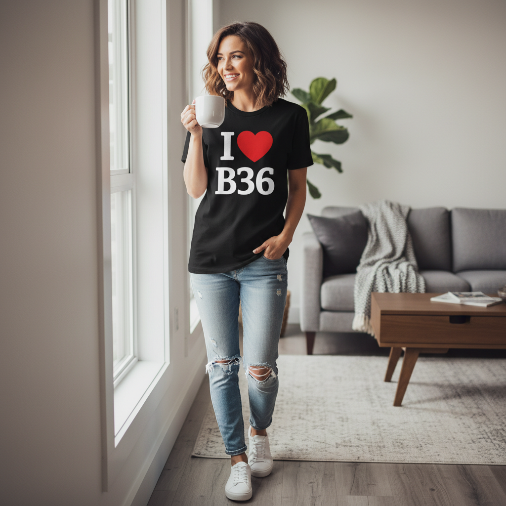 B36 - T-Shirt - I Heart B36 Design - Castle Bromwich | Smith's Wood | Bromford | Hodge Hill | Washwood Heath