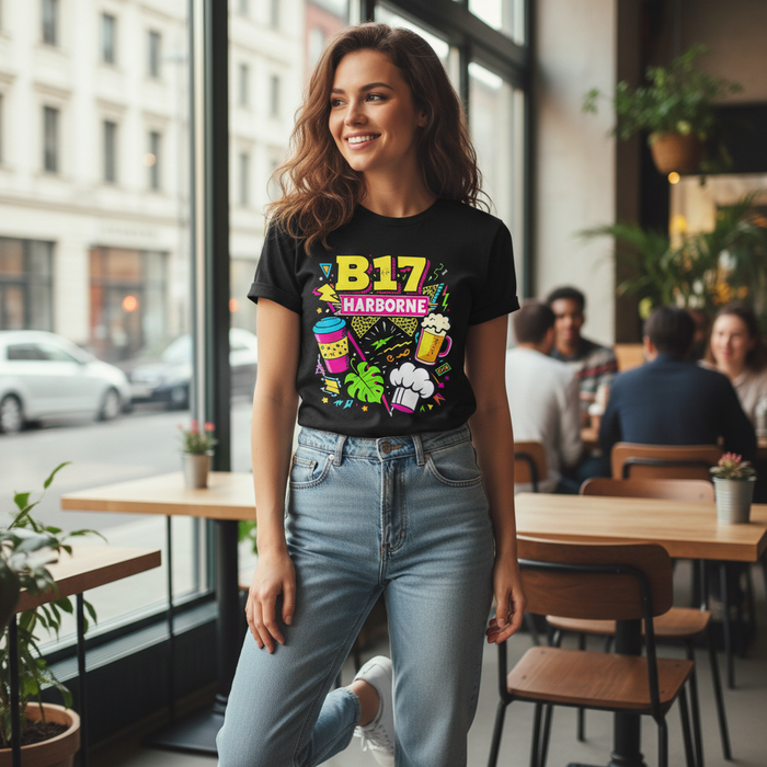 Harborne - T-Shirt - Playful Neon Vibe Design