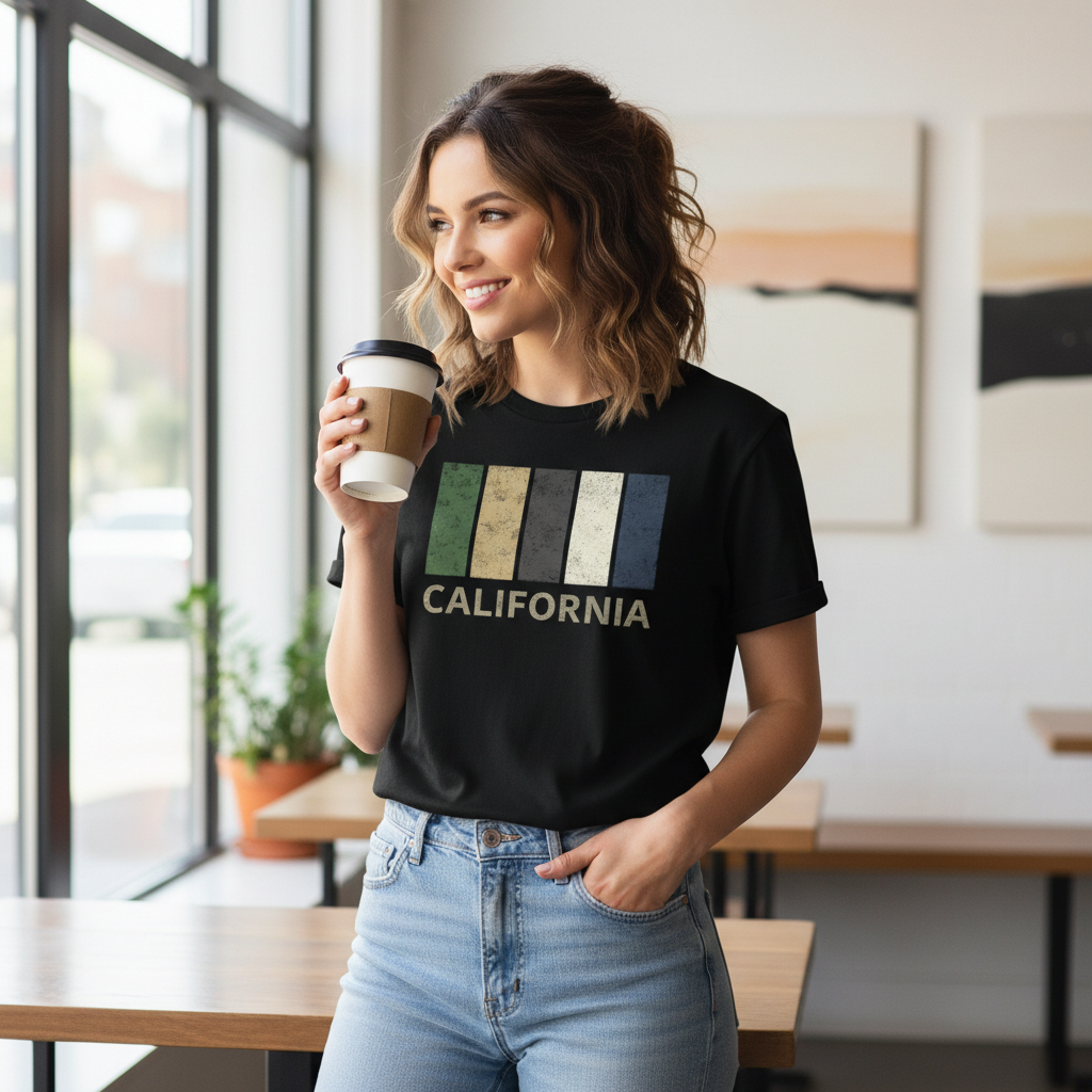 California - T-Shirt - Colour Block Design
