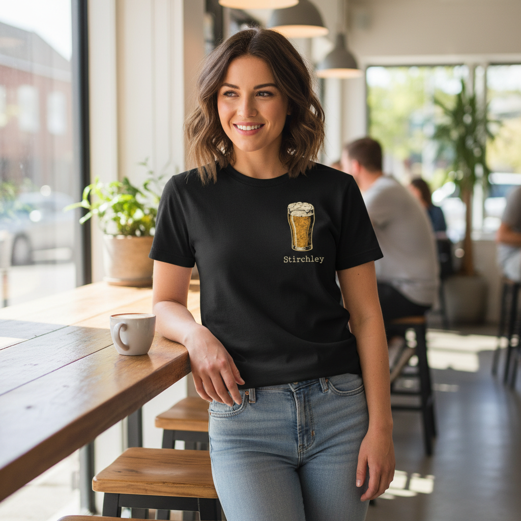 Stirchley - T-Shirt - Bold Indie Design - Beer Glass