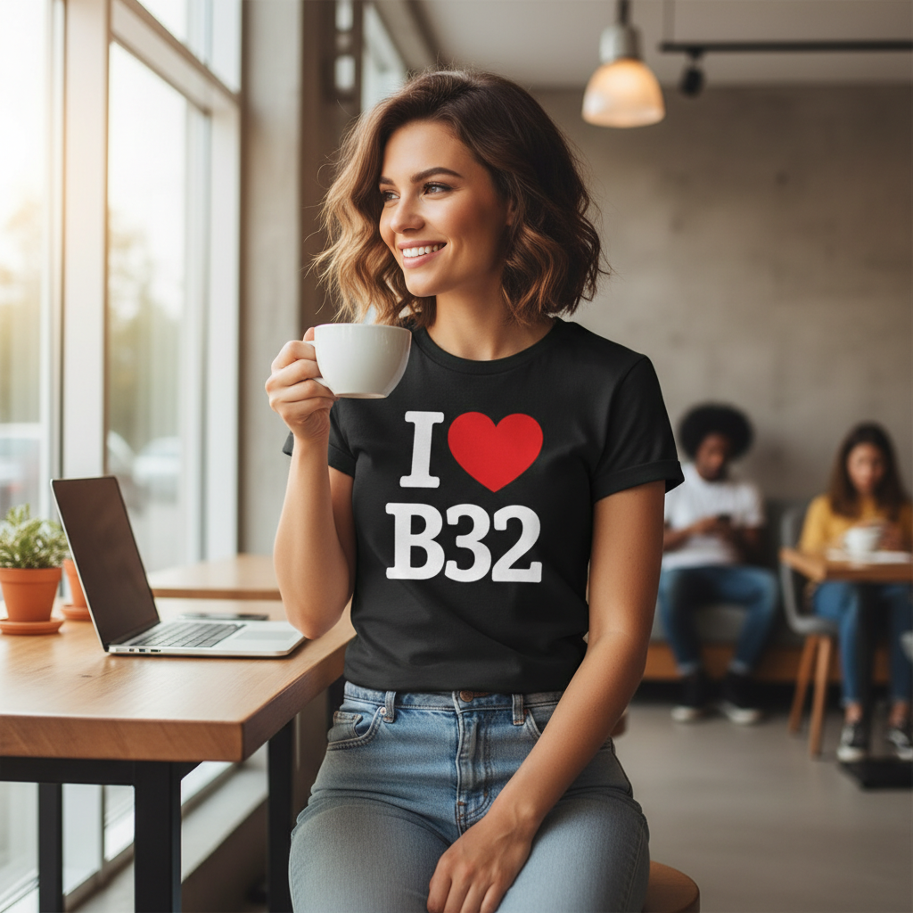 B32 - T-Shirt - I Heart B32 Design - Woodgate | Bartley Green | Quinton | California | Frankley | Frankley Green