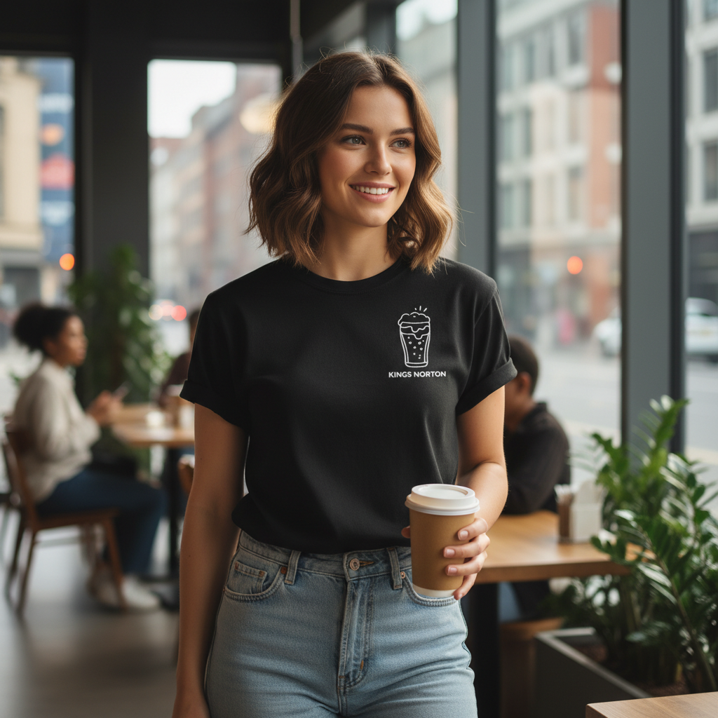 Kings Norton - T-Shirt - Minimal Line Icon Design - Beer Glass