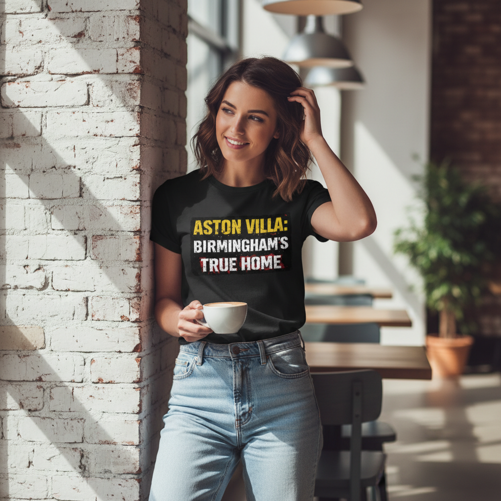 Vintage Cotton T-Shirt Gift for Aston Villa Supporters - Home Turf Design with Distressed Lettering