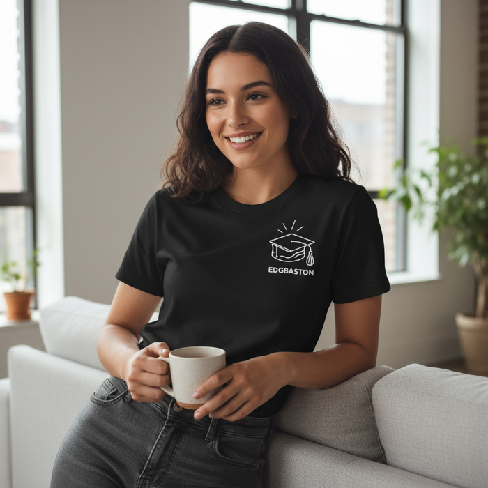Edgbaston - T-Shirt - Minimal Line Icon Design - Graduation Hat