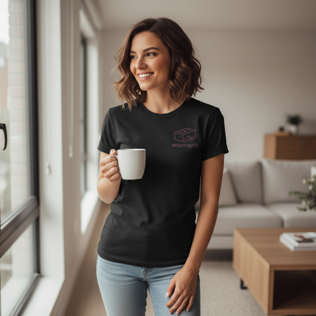 Weoley Castle - T-Shirt - Minimal Line Icon Design - Brick