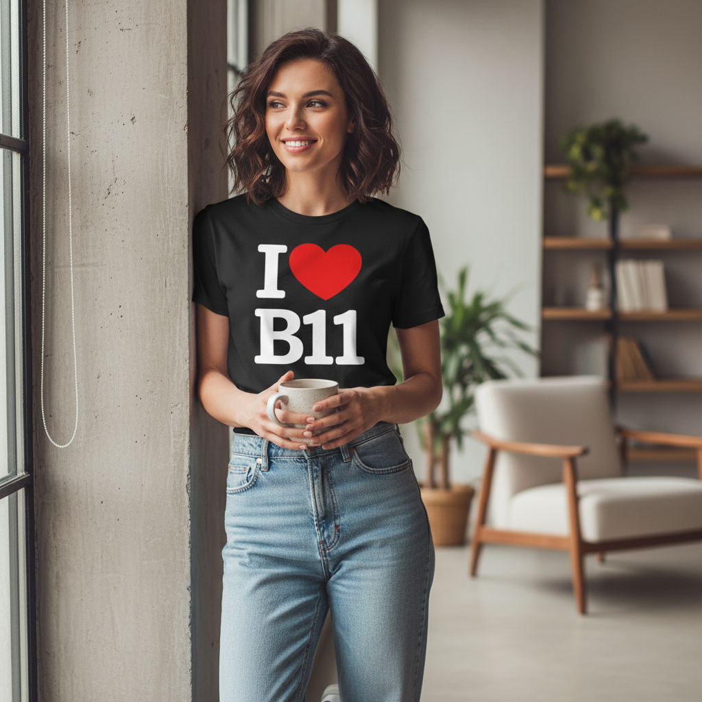 B11 - T-Shirt - I Heart B11 Design - Sparkhill | Sparkbrook | Tyseley | Greet