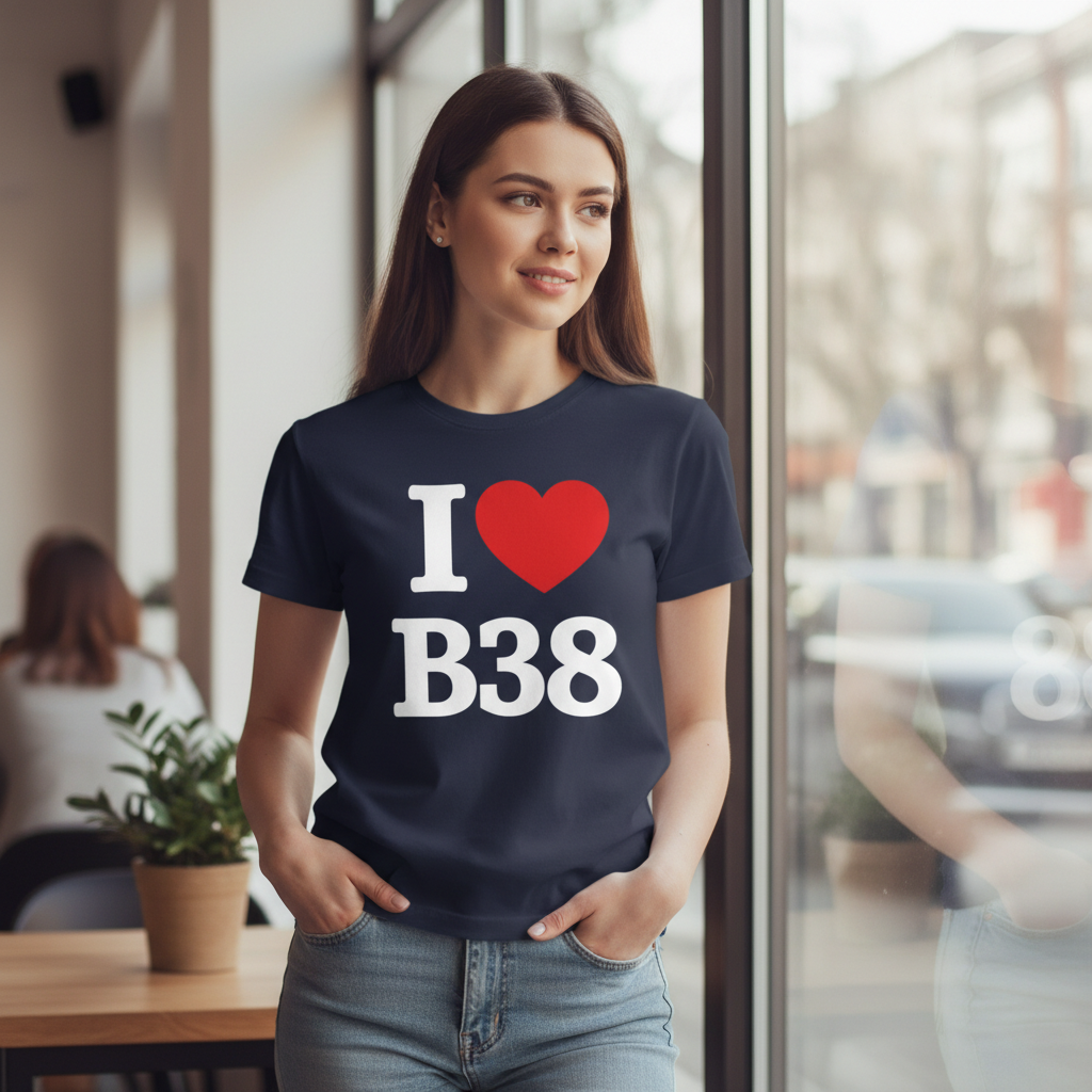 B38 - T-Shirt - I Heart B38 Design - Kings Norton | Hawkesley | Headley Heath | Forhill