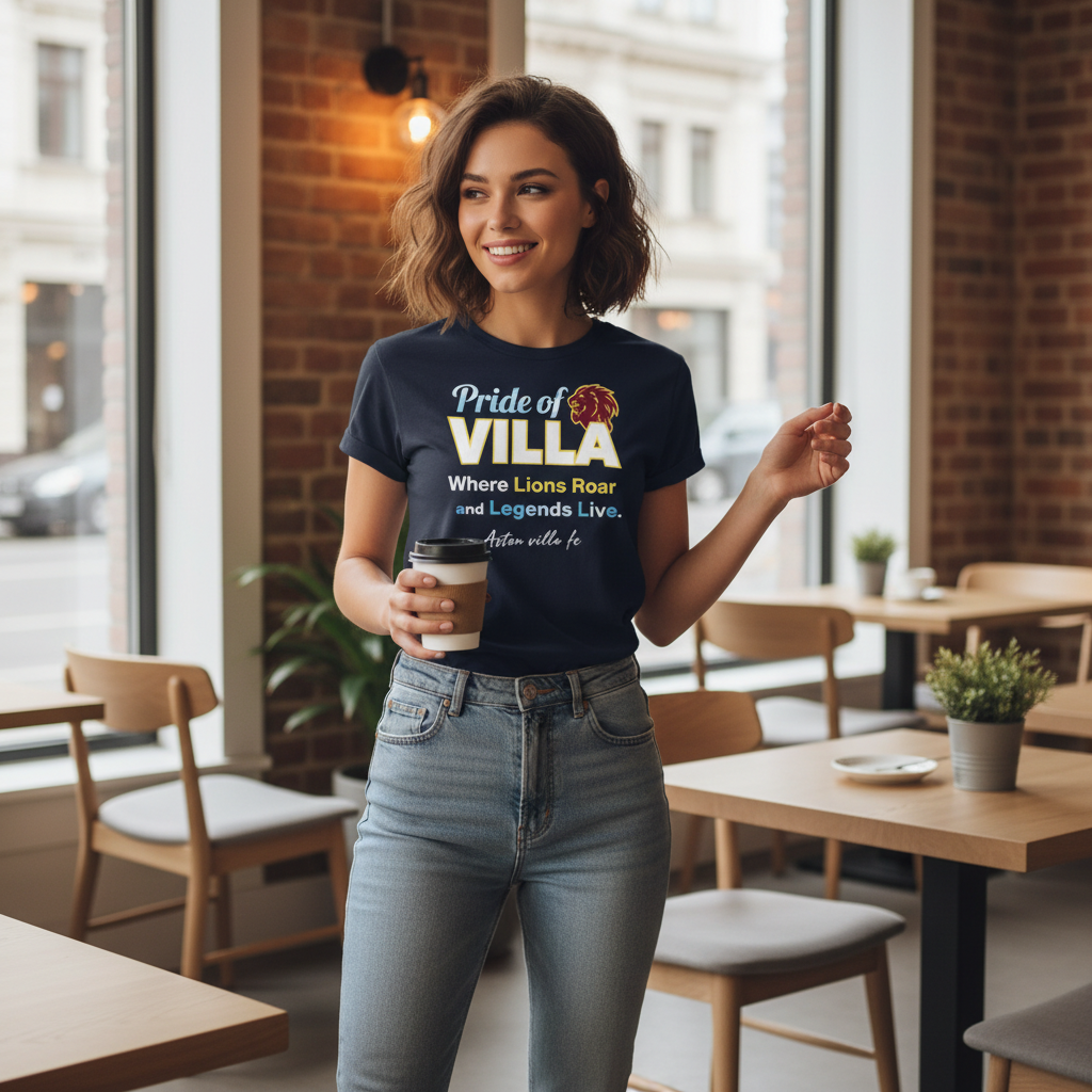 Aston Villa FC Cotton T-Shirt Gift - Pride of VILLA Lionheart Legacy Design for Football Fans