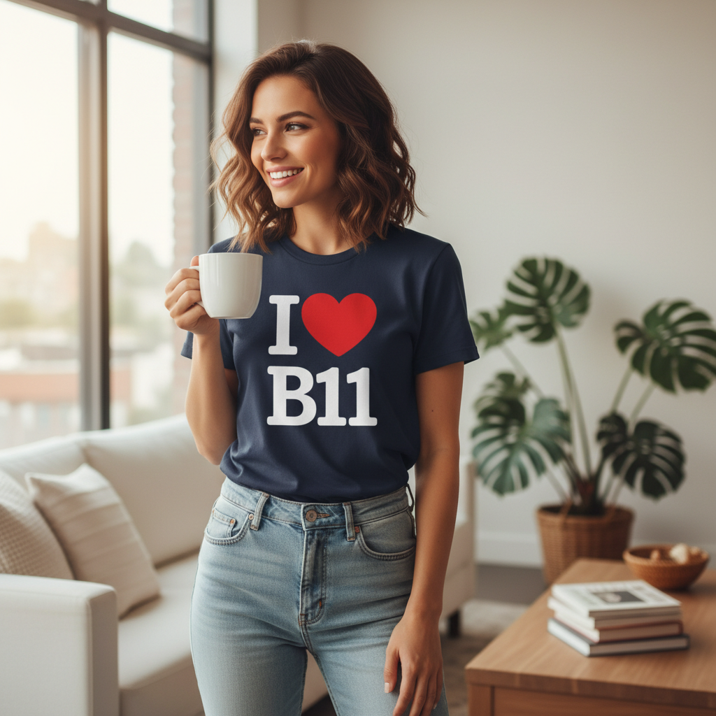 B11 - T-Shirt - I Heart B11 Design - Sparkhill | Sparkbrook | Tyseley | Greet