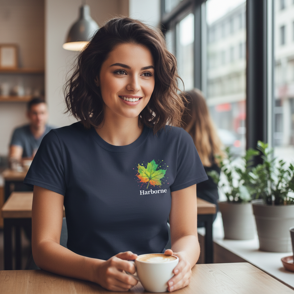 Harborne - T-Shirt - Colour Splash Design - Leaf