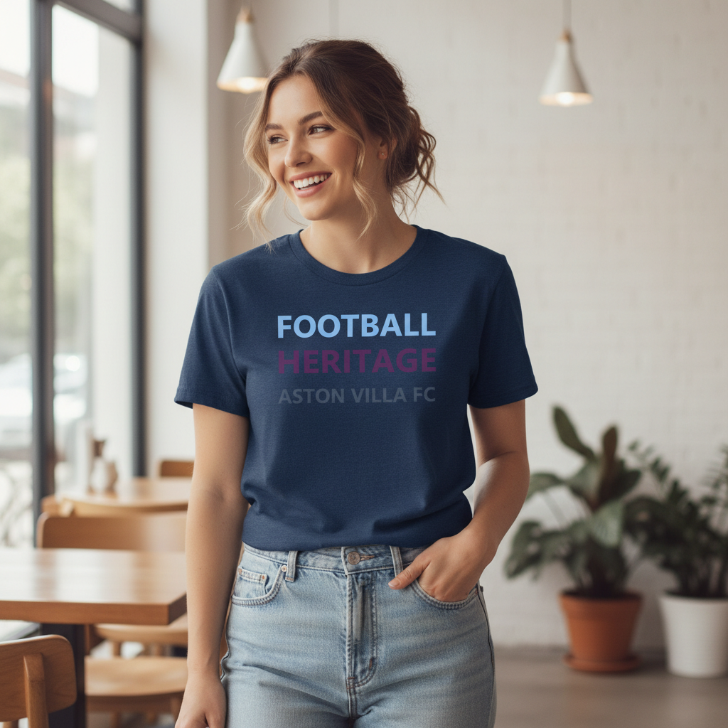 Aston Villa FC Cotton T-Shirt Gift - Heritage Spirit Football Fan Apparel with Bold Minimalist Design