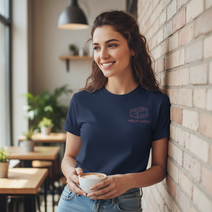 Weoley Castle - T-Shirt - Minimal Line Icon Design - Brick