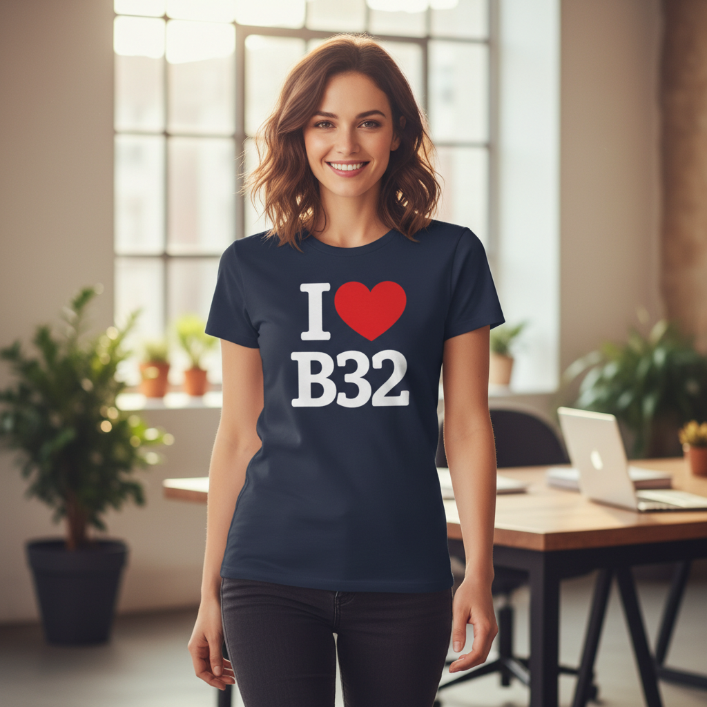 B32 - T-Shirt - I Heart B32 Design - Woodgate | Bartley Green | Quinton | California | Frankley | Frankley Green