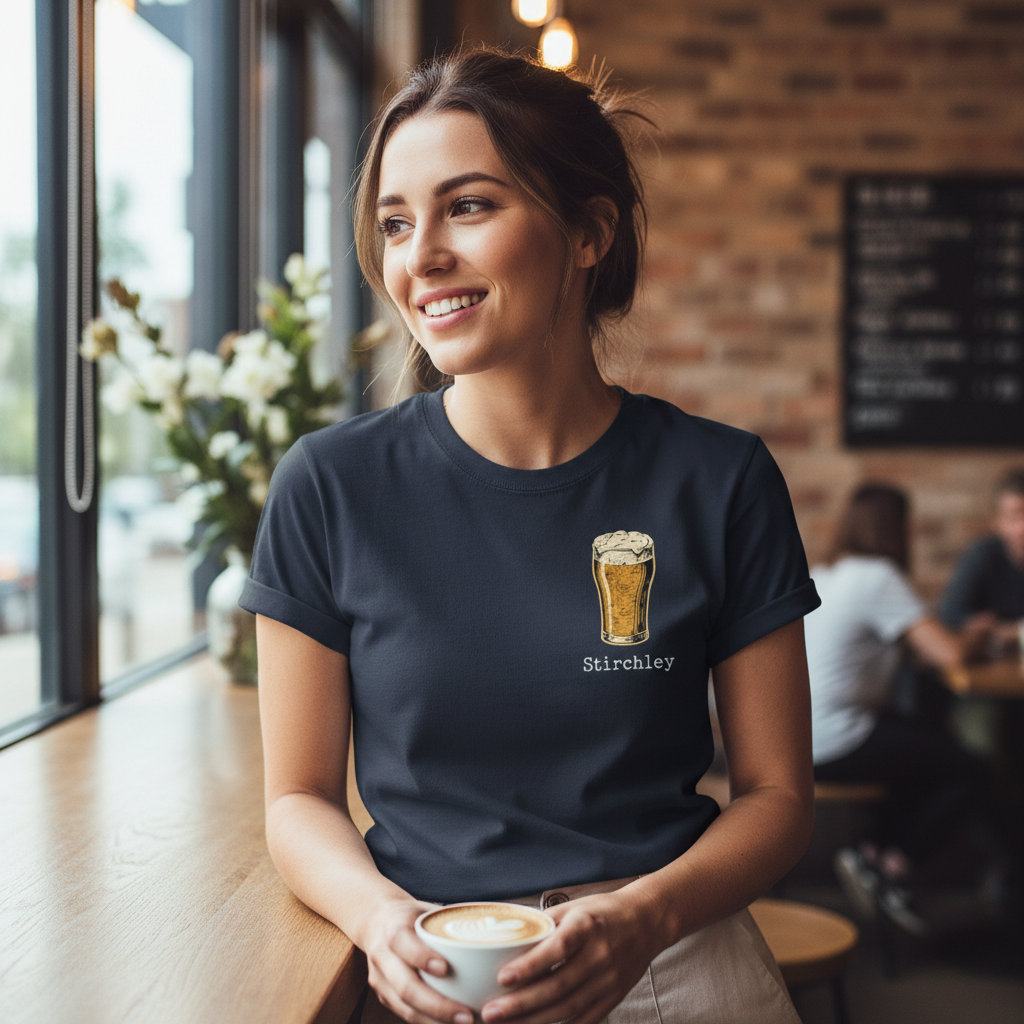 Stirchley - T-Shirt - Bold Indie Design - Beer Glass
