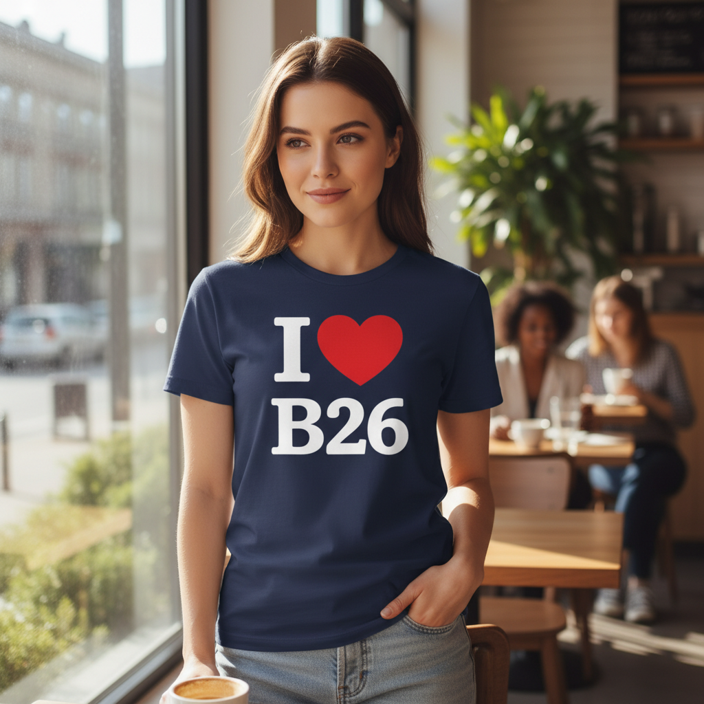 B26 - T-Shirt - I Heart B26 Design - Sheldon | Yardley | Gilbertstone | Lyndon Green | Elmdon