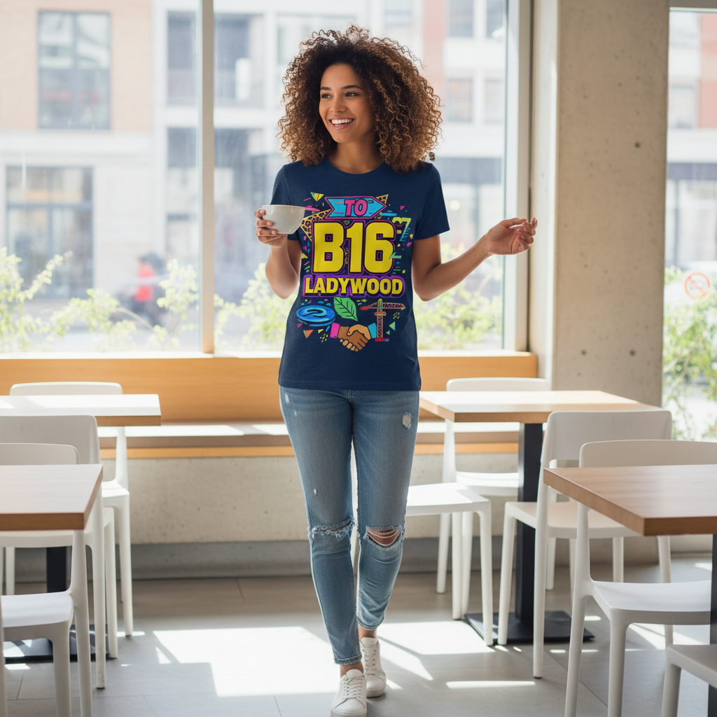 Ladywood - T-Shirt - Playful Neon Vibe Design