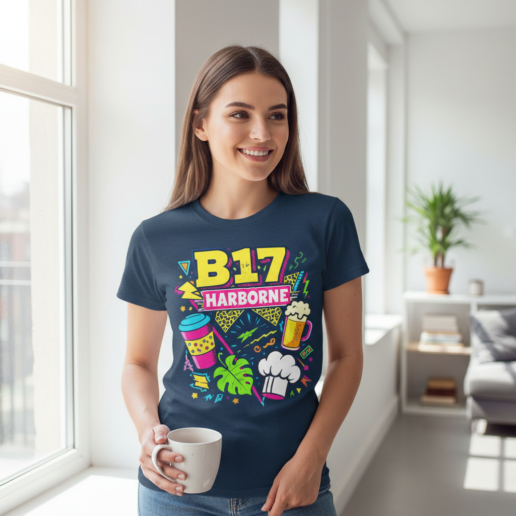 Harborne - T-Shirt - Playful Neon Vibe Design