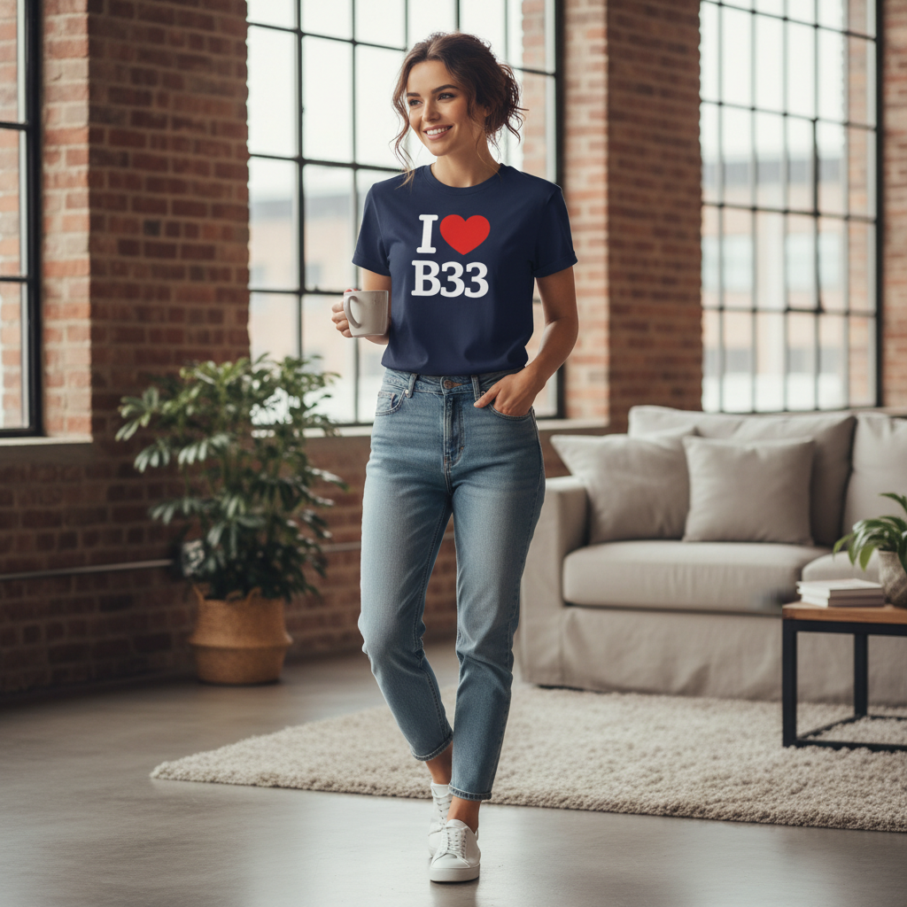 B33 - T-Shirt - I Heart B33 Design - Kitts Green | Stechford | Lea Hall | Garretts Green | Lyndon Green