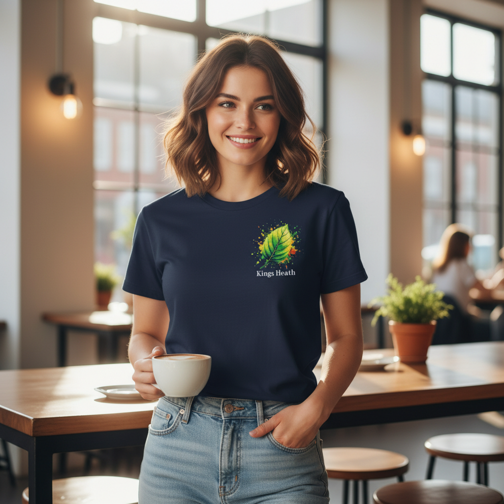 Kings Heath - T-Shirt - Colour Splash Design - Leaf