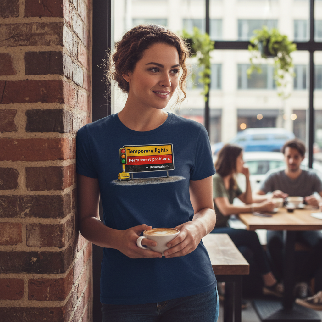 Birmingham - T-Shirt - Humorous Temporary Traffic Lights are Permanent in Brum Design