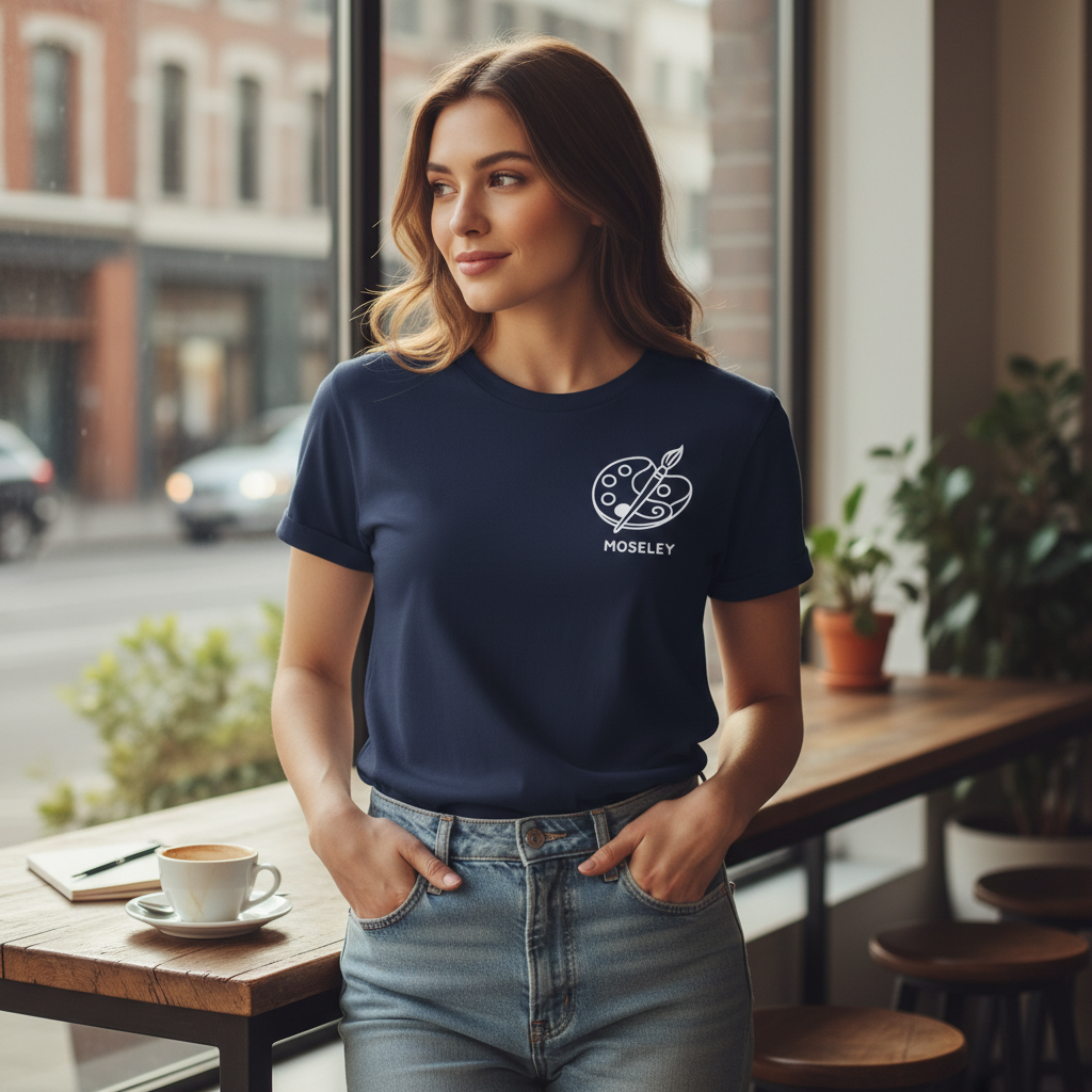 Moseley - T-Shirt - Minimal Line Icon Design - Artist's Palette