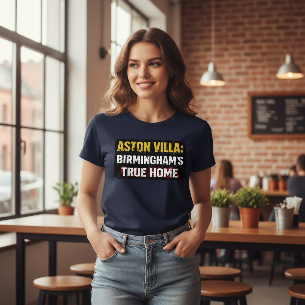 Vintage Cotton T-Shirt Gift for Aston Villa Supporters - Home Turf Design with Distressed Lettering