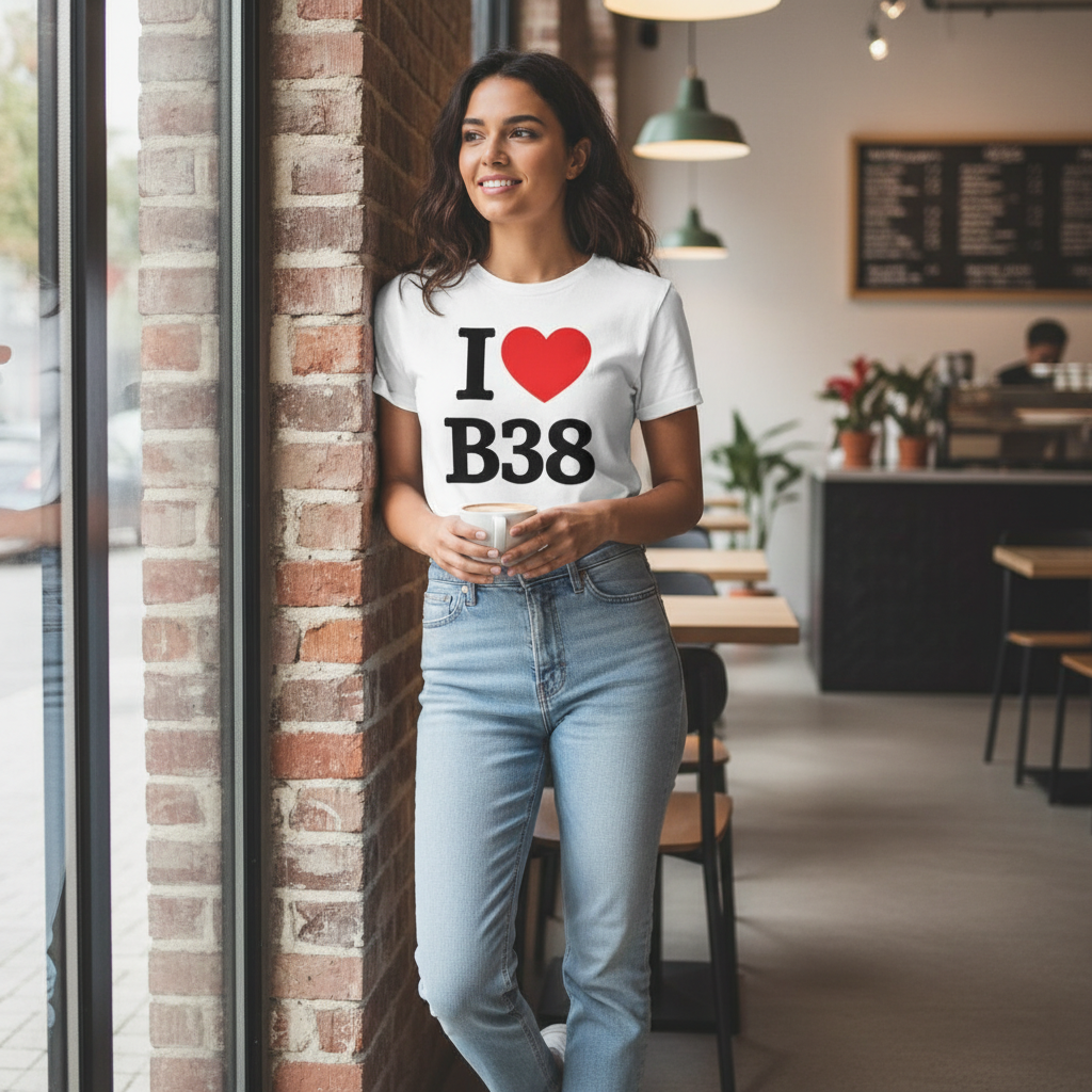 B38 - T-Shirt - I Heart B38 Design - Kings Norton | Hawkesley | Headley Heath | Forhill