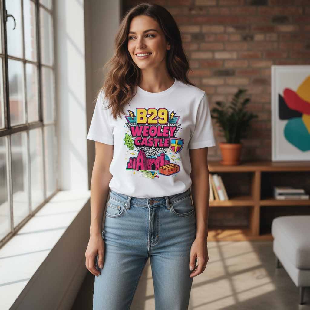 Weoley Castle - T-Shirt - Playful Neon Vibe Design