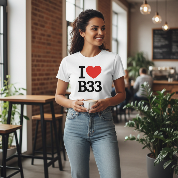 B33 - T-Shirt - I Heart B33 Design - Kitts Green | Stechford | Lea Hall | Garretts Green | Lyndon Green