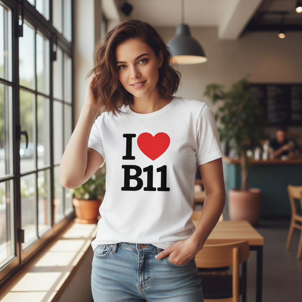 B11 - T-Shirt - I Heart B11 Design - Sparkhill | Sparkbrook | Tyseley | Greet
