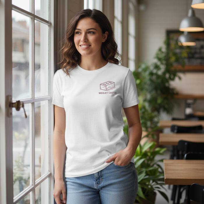 Weoley Castle - T-Shirt - Minimal Line Icon Design - Brick