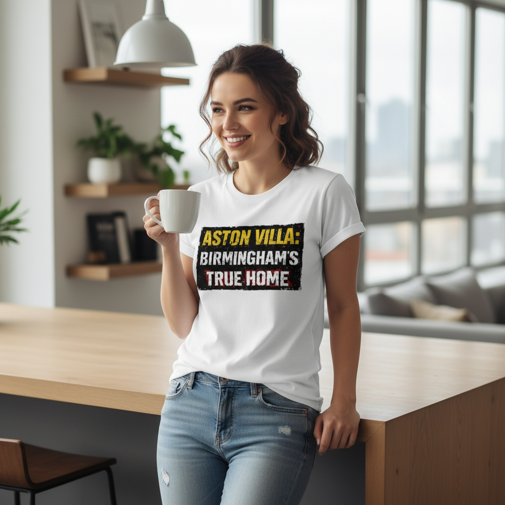 Vintage Cotton T-Shirt Gift for Aston Villa Supporters - Home Turf Design with Distressed Lettering