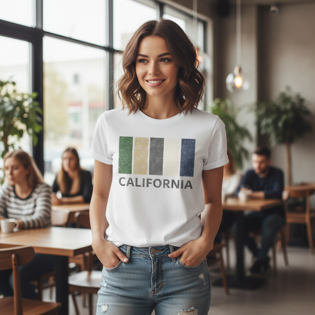 California - T-Shirt - Colour Block Design