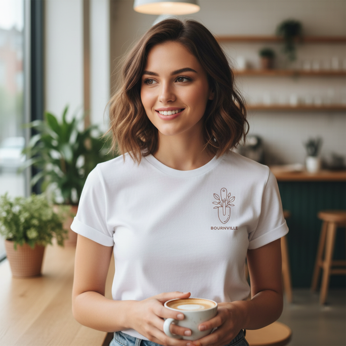 Bournville - T-Shirt - Minimal Line Icon Design - Garden Trowel