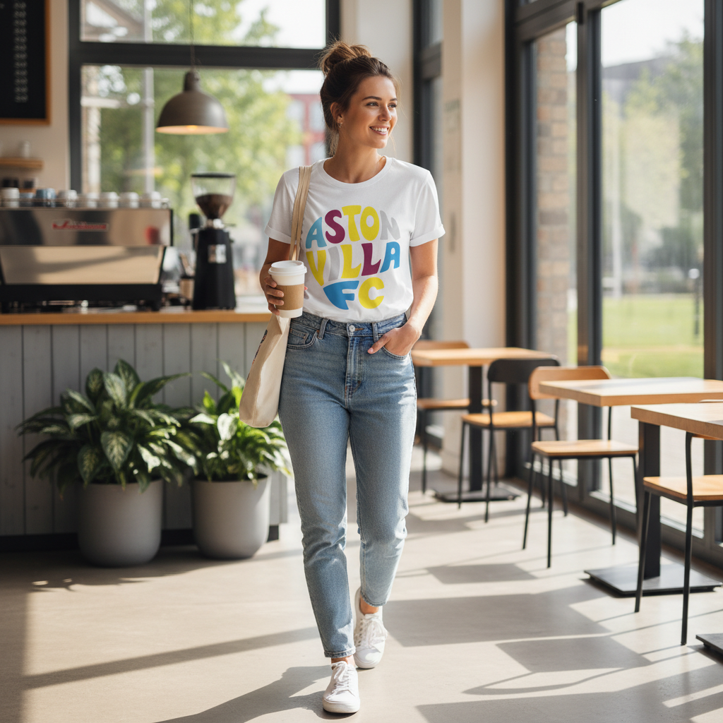 Aston Villa Football Fan T-Shirt Gift - Vibrant Villa Vibe with Colourful Design for Sports Enthusiasts