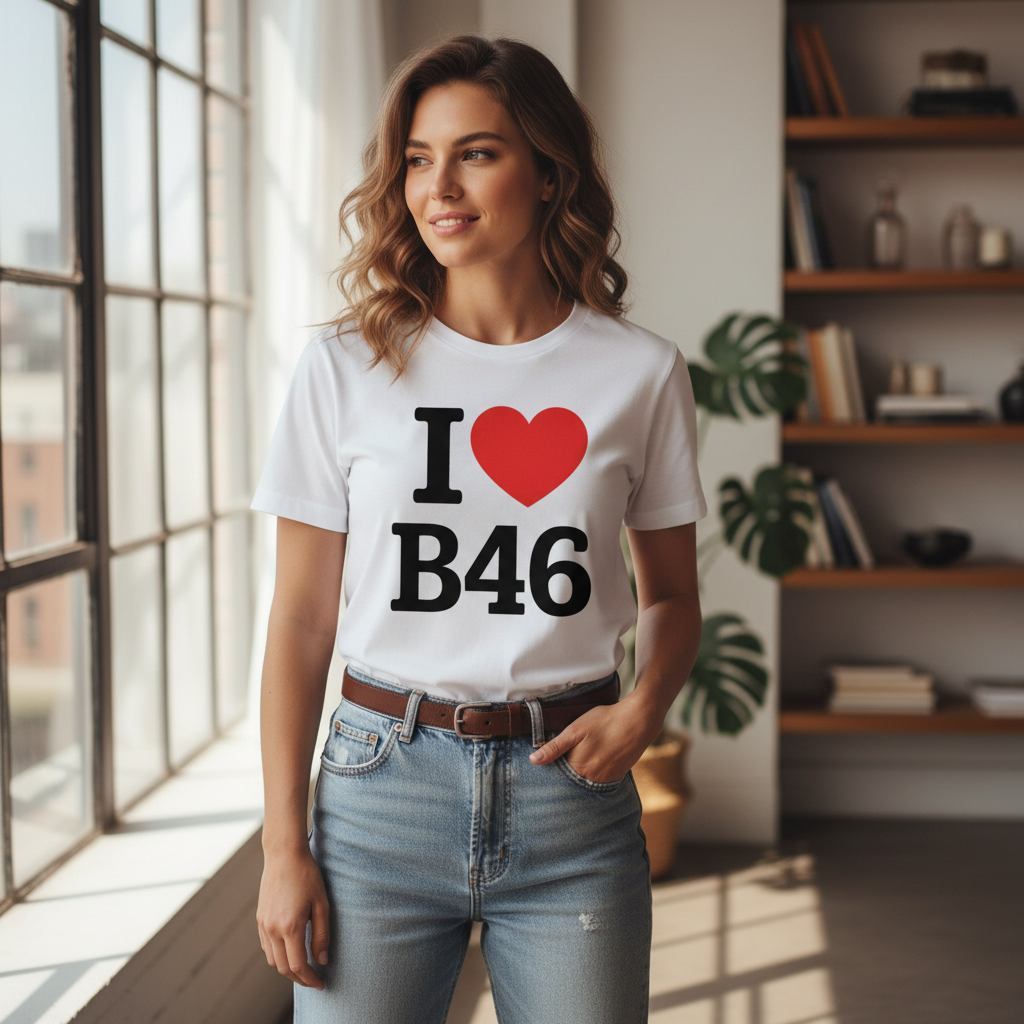 B46 - T-Shirt - I Heart B46 Design - Coleshill | Water Orton | Shustoke | Nether Whitacre | Blyth End | Furnace End | Duke End | Maxstoke | Lea Marston