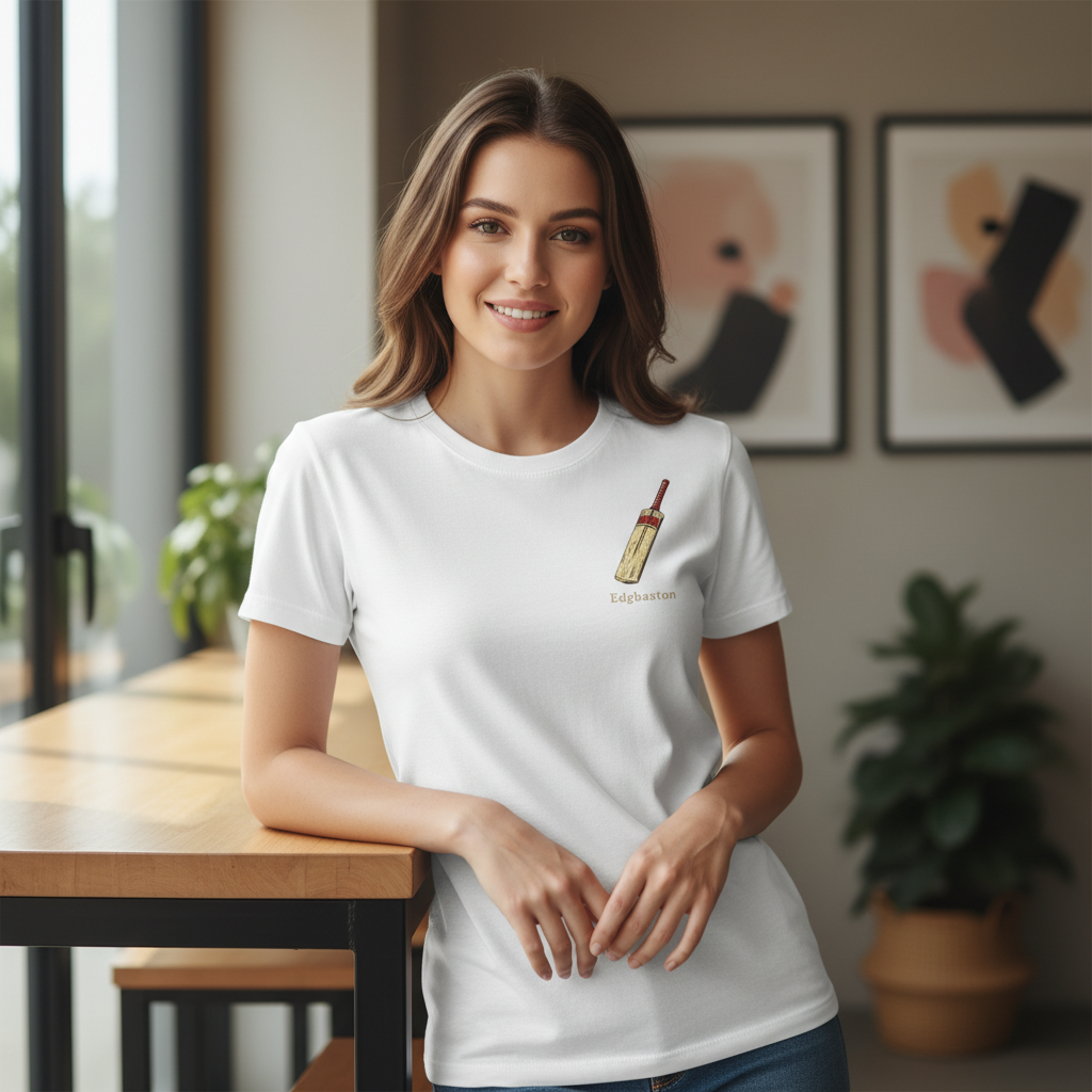 Edgbaston - T-Shirt - Minimal Cool Design - Cricket Bat